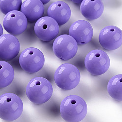 Lilac Opaque Acrylic Beads, Round, Lilac, 16x15mm, Hole: 2.8mm, about 220pcs/500g