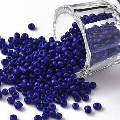Blue Glass Seed Beads, Opaque Colours Seed, Small Craft Beads for DIY Jewelry Making, Round, Blue, 3mm, Hole:1mm, about 10000pcs/pound