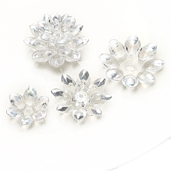Серебро Акриловый шарик крышки, цветок, серебряные, 24~35 мм