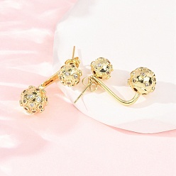 Золотой Латунные микро проложить серьги стержня кубического циркония, круглые, без кадмия и без свинца, стойки покрытие, долговечный, золотые, 21x10 мм