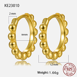 Настоящее золото 18K 925 серьги из серебра из серебра, с печатью s925, реальный 18 k позолоченный, 12x2 мм
