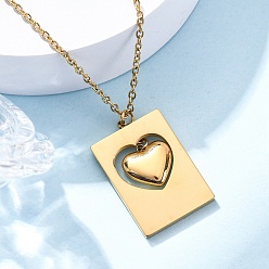 Золотой 304 ожерелья из нержавеющей стали с подвеской в виде прямоугольника в форме сердца для женщин, ионное покрытие (ip), золотые, 17.83 дюйм (45.3 см)