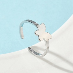 Bowknot 304 регулируемые манжетные кольца из нержавеющей стали, цвет нержавеющей стали, бантом, 7.5 мм, регулируемый