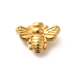 Настоящее золото 18K Ионное покрытие (ip) 304 шарики из нержавеющей стали, Пчелы, реальный 18 k позолоченный, 11x16.5x6 мм, отверстие : 2 мм