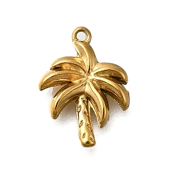 Настоящее золото 18K 304 прелести нержавеющей стали, очарование кокосовой пальмы, ионное покрытие (ip), реальный 18 k позолоченный, 14.5x10.5x2.5 мм, отверстие : 1 мм
