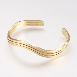 Real 18K Gold Plated Brass Cuff Bangle, Real 18K Gold Plated, 2 inchx2-1/4 inch(50x58mm)