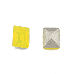 Citrine K9 Glass Rhinestone Cabochons, Pointed Back & Back Plated, Faceted, Rectangle, Citrine, 8x6x3mm