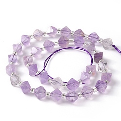 Amethyst Natural Amethyst Beads Strands, Faceted, with Seed Beads, Bicone, 10x10.5x10.5mm, Hole: 0.8mm, about 31pcs/strand, 15.75 inch(40cm)