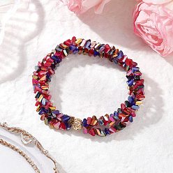 (52) Непрозрачная лаванда Electroplate стеклянные бусы браслеты простирания, составные браслеты для женщин, треугольные, с латунным, реальный 18 k позолоченный, разноцветные, внутренний диаметр: 2-1/4 дюйм (5.7 см)