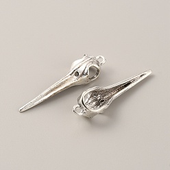 Античное Серебро Подвески из сплава в готическом стиле в тибетском стиле, голова птицы, античное серебро, 43.5x10x8.5 мм, отверстие : 2.1 мм