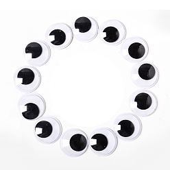 Black Black & White Plastic Wiggle Googly Eyes Cabochons, DIY Scrapbooking Crafts Toy Accessories with Label Paster on Back, Black, 25mm, 30pcs/bag