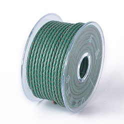 Teal Braided Cowhide Cord, Leather Jewelry Cord, Jewelry DIY Making Material, Teal, 3mm, about 21.87 yards(20m)/roll