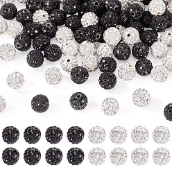 (52) Непрозрачная лаванда 100 шт 2 цвета проложить бусины для дискотечного шара, Бусины со стразами, полимерная глина , круглые, разноцветные, С. 13 (1.9~2 мм), 6 ряды страз, 10 мм, отверстие : 1.5 мм, 50 шт / цвет
