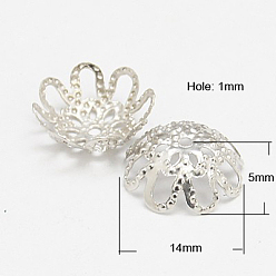 Platinum Iron Bead Caps, Platinum, 14x5mm, Hole: 1mm