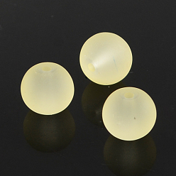 Light Goldenrod Yellow Transparent Glass Bead Strands, Frosted, Round, Light Goldenrod Yellow, 10mm, Hole: 1.3~1.6mm, about 80pcs/strand, 31.4 inch