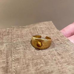 Плоский Круглый Кольца из цинкового сплава с натуральным тигровым глазом, плоско-круглые, внутренний диаметр: регулируемый