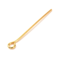 Real 18K Gold Plated Brass Eye Pins, Real 18K Gold Plated, 25x3x0.7mm, Hole: 1.5mm