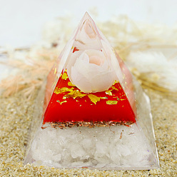 Красный Генераторы энергии смолы оргонитовой пирамиды, чипсы из драгоценных камней внутри для украшения стола домашнего офиса, красные, 50 мм