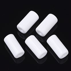 White Opaque Glass Bugle Beads, Column, Round Hole, White, 23~24x11~12mm, Hole: 4mm, about 85pcs/bag
