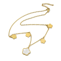 Золотой Ионное покрытие (ip) 304 ожерелья с подвесками в виде ракушек и цветов из нержавеющей стали, золотые, 15.63 дюйм (39.7 см)