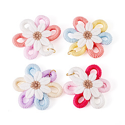 (52) Непрозрачная лаванда 4шт тканевые цветочные подвески, с 304 кольцами из нержавеющей стали, разноцветные, 63 мм