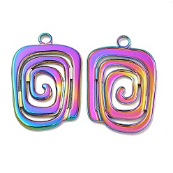 Rainbow Color Ion Plating(IP) 304 Stainless Steel Pendants, Vortex Charm, Rainbow Color, 28.5x20x2mm, Hole: 2.7mm