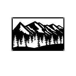 Mountain Железные настенные художественные украшения, для парадного крыльца, гостинная, кухня, матовый стиль, гора, 190x300x1 мм