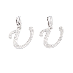 Letter U Подвески с буквами из экологически чистой латуни, настоящее платиновое долговечное покрытие, без кадмия и без свинца, letter.u, 15.5x16x1.4 мм, отверстие : 6.5x3.3 мм