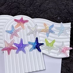 Морская звезда Кабошоны из прозрачной смолы, светящиеся в океане, светится в темноте, морская звезда, 48x50x8.5 мм
