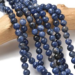 Содалитовое Природный содалит бисер нитей, круглые, 6.5 мм, отверстие : 1 мм, около 28~29 шт / нитка, 7.6 дюйм