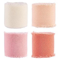 (52) Непрозрачная лаванда 4 рулоны 4 цветная полиэстеровая лента с потертостями, необработанный край проволочная лента, аксессуары для одежды, для упаковки подарков, разноцветные, 1-1/2 дюйм (38 мм), около 7.00 ярдов (6.4 м) / рулон, 1 рулон / цвет