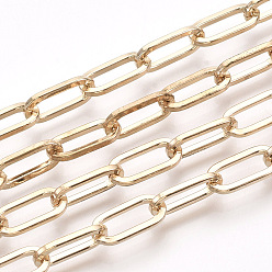 Light Gold Unwelded Iron Paperclip Chains, Flat Oval, Drawn Elongated Cable Chains, with Spool, Light Gold, 12.5x6x1.2mm, about 82.02 Feet(25m)/roll