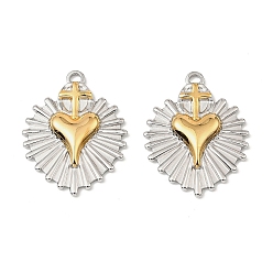 Золотой & Цвет Нержавеющей Стали 304 подвески из нержавеющей стали, сердце, без свинца и без кадмия, золотые и нержавеющая сталь цвет, 25x19.5x3 мм, отверстие : 1.6 мм