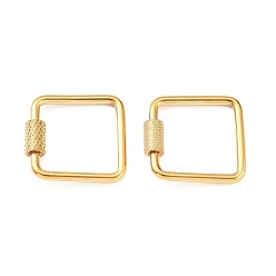 Квадрат 304 карабин с замком из нержавеющей стали, реальный 18 k позолоченный, ионное покрытие (ip), квадратный, 20x20x2 мм