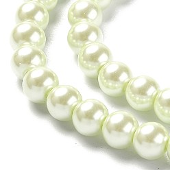 Honeydew Eco-Friendly Dyed Glass Pearl Round Beads Strands, Grade A, Cotton Cord Threaded, Honeydew, 6mm, Hole: 0.7~1.1mm, about 72pcs/strand, 15 inch