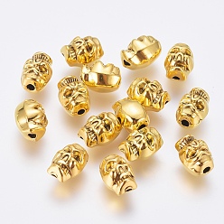Античное Золото Металлические бусины из сплава тибетского стиля, без кадмия и без свинца, Череп шарики для Хэллоуина, античное золото , шириной около 6 мм, 8 мм длиной, толщиной 7.5 мм , отверстие : 2.5 мм