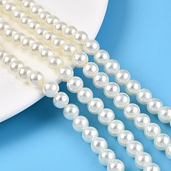 Бежевый Экологически чистые стеклянные круглые бусины с жемчугом, бежевые, 8.5x7.5 мм, отверстие : 1.2 мм, Около 1600 шт / 1000 г