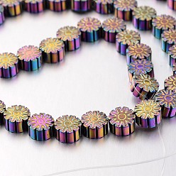 (966) Внутренний цвет Кристалл / Лиловато-лиловый на подкладке Гальванизировать немагнитных синтетический гематит нитей бисера, снежинка, с покрытием разноцветным, 6x3 мм, отверстие : 1 мм, около 62 шт / нитка, 15.7 дюйм