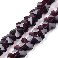 Фиолетовый Прозрачные стеклянные бусины, бабочка, граненые, фиолетовые, 8x10x5.5 мм, отверстие : 0.9 мм, около 55 шт / нитка, 15.47 дюйм (39.3 см)