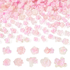 Pink 200шт. кабошоны из смолы в виде цветов и бабочек, для изготовления ювелирных изделий, с блеском порошок, розовые, 6~12x6~12x2.5~6 мм