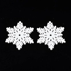 Белый Рождественская тема, окрашенная распылением, большие подвески из дерева, снежинка, белые, 51x44x2.5 мм, отверстие : 2.5 мм