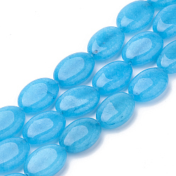 Cielo Azul Oscuro Hilo de abalorios/cuentas de jade natural, oval, teñido, cielo azul profundo, 18~18.5x13x6 mm, agujero: 1 mm, sobre 22 unidades / cadena, 15.7 pulgada