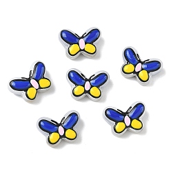 Синий Прозрачные стеклянные эмалевые бусины, бусины ручной работы, бабочка, окрашенная и подогревом, синие, 10~10.5x14~14.5x5.5~6 мм, отверстие : 1~1.2 мм
