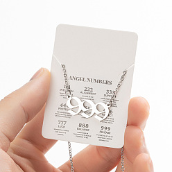 Number 201 Женские подвески в виде ангельских чисел из нержавеющей стали, цвет нержавеющей стали, число 999, 17.72 дюйм (45 см)