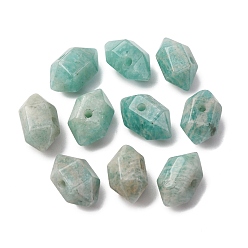 Амазонит Бусины из природных амазонит, граненые, двухконусные, 11~12x6~7 мм, отверстие : 1.2 мм