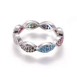 Платина Латунные микро проложить пальцев кольца кубического циркония, платина, Размер: 7, 17 мм