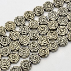 Antique Bronze Plated Flower Non-magnetic Synthetic Hematite Beads Strands, Imitation Pyrite, Antique Bronze Plated, 12x4mm, Hole: 1.2mm, about 34pcs/strand, 15.9 inch