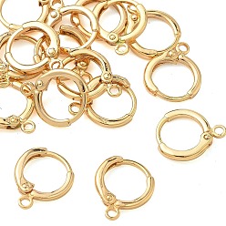 Real 18K Gold Plated SHEGRACE Brass Leverback Earring Findings, with Loop, Cadmium Free & Nickel Free & Lead Free, Real 18K Gold Plated, 14x12x3mm, Hole: 1.4mm