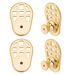 Золотой 10 шт. Латунные гайки для ушей, овальные, золотые, 16x7x12 мм