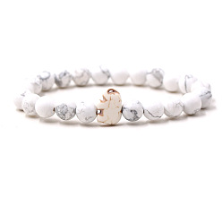 Говлит Браслеты из синтетического говлита и бирюзы, эластичные для мужчин и женщин, круглый и слон